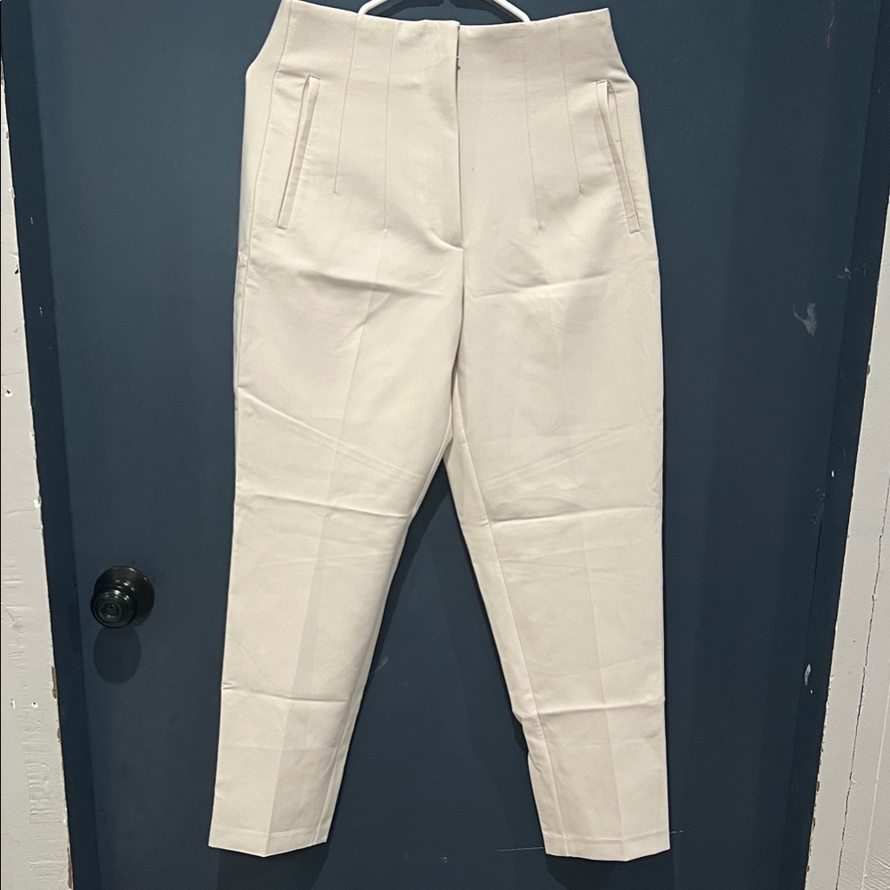 Zara Stylish Cream High-Waisted Pants